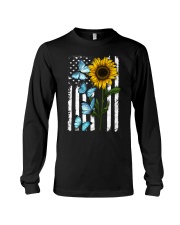 American Flag Sunflower Butterfly Long Sleeve Tee thumbnail