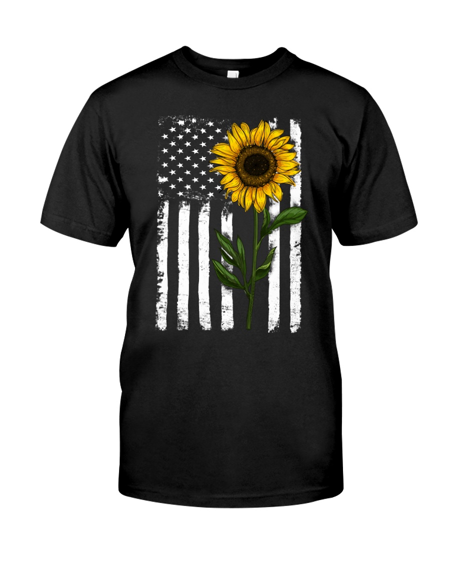 American Flag Sunflower Classic T-Shirt