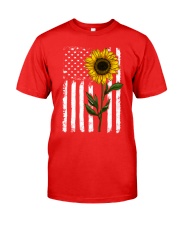 American Flag Sunflower Classic T-Shirt front