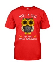 Just A Girl Who Loves Owls And Sunflowers Classic T-Shirt front