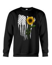 Curved American Flag Sunflower Crewneck Sweatshirt thumbnail