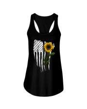 Curved American Flag Sunflower Ladies Flowy Tank thumbnail