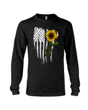 Curved American Flag Sunflower Long Sleeve Tee thumbnail