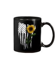 Curved American Flag Sunflower Mug thumbnail