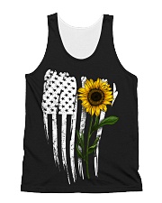Curved American Flag Sunflower All-over Unisex Tank thumbnail