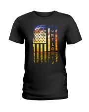 Sunflower American Flag Front Ladies T-Shirt thumbnail