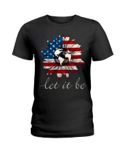 Let it Be American Flag Sunflower Ladies T-Shirt thumbnail