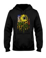 American Flag Star Sunflower Field Hooded Sweatshirt thumbnail