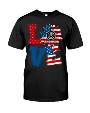 LOVE Sunflower American Flag Classic T-Shirt front