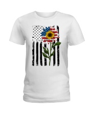 American Flag Sunflower No2 Ladies T-Shirt thumbnail