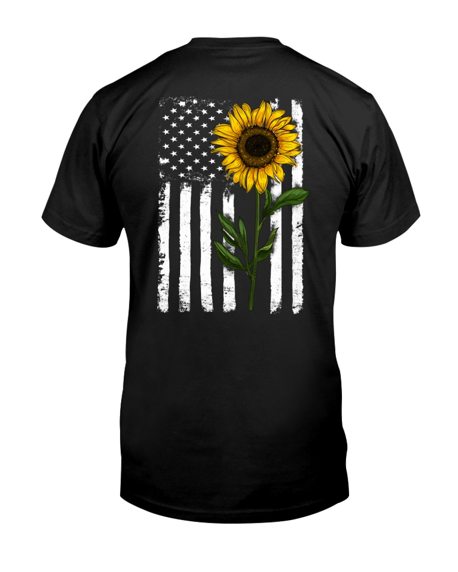American Flag Sunflower Hippie Distressed Back Classic T-Shirt