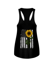 American Flag Sunflower Hippie Distressed Back Ladies Flowy Tank thumbnail