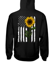 American Flag Sunflower Hippie Distressed Back Hooded Sweatshirt thumbnail
