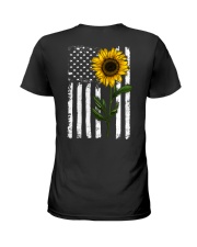 American Flag Sunflower Hippie Distressed Back Ladies T-Shirt thumbnail