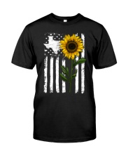 American Flag Texas Sunflower Classic T-Shirt front