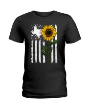 American Flag Texas Sunflower Ladies T-Shirt thumbnail