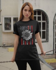 American Flag Sunflower Red Line Classic T-Shirt apparel-classic-tshirt-lifestyle-19