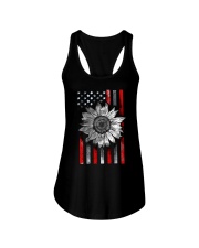 American Flag Sunflower Red Line Ladies Flowy Tank thumbnail