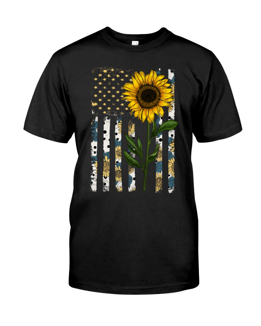 American Flag Sunflower Pattern Classic T-Shirt