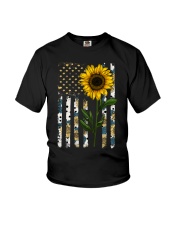 American Flag Sunflower Pattern Youth T-Shirt thumbnail