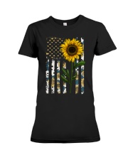 American Flag Sunflower Pattern Premium Fit Ladies Tee thumbnail