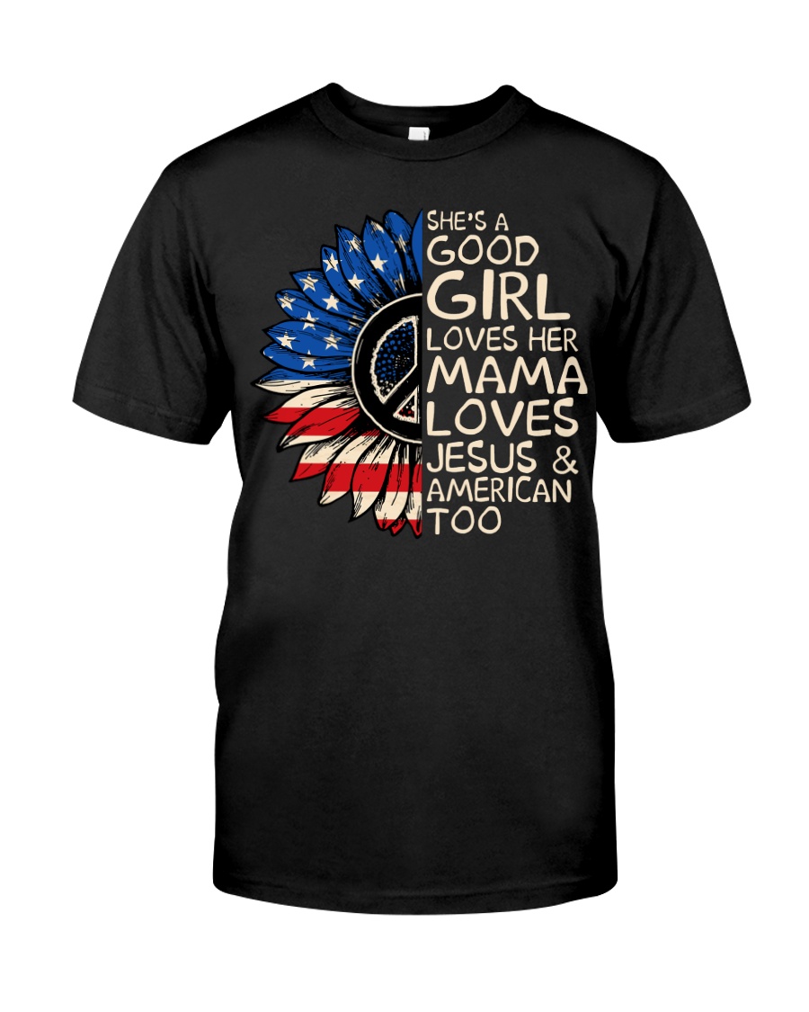 She's A Good Girl American Flag Sunflower Classic T-Shirt