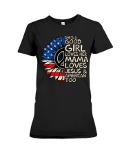 She's A Good Girl American Flag Sunflower Premium Fit Ladies Tee thumbnail