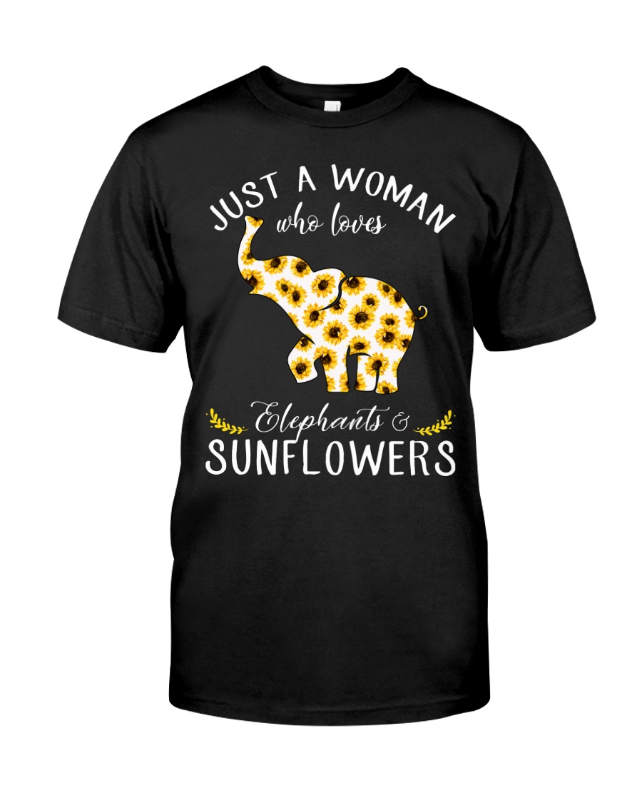 Just A Woman Who Loves Elephants And Sunflowers Classic T-Shirt