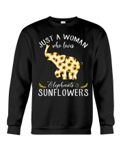 Just A Woman Who Loves Elephants And Sunflowers Crewneck Sweatshirt thumbnail