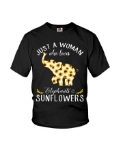 Just A Woman Who Loves Elephants And Sunflowers Youth T-Shirt thumbnail