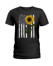Betsy Ross American Flag Sunflower Ladies T-Shirt thumbnail