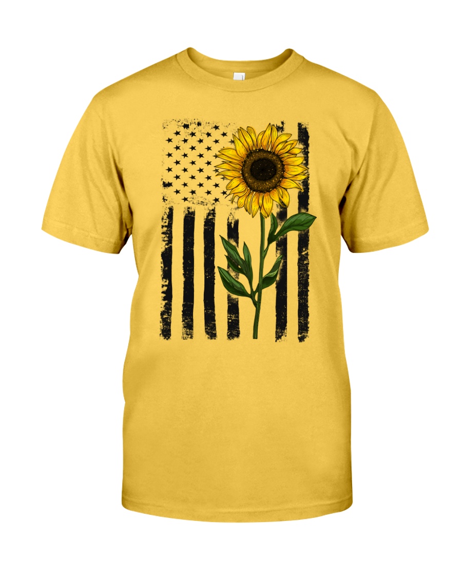 American Flag Sunflower Hippie Vintage Classic T-Shirt