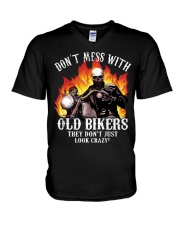 Don't Mess With OLD Bikers V-Neck T-Shirt tile
