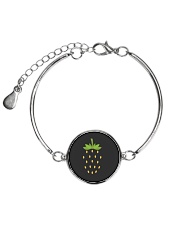 Strawberry Lazy Costume Funny Halloween Spooky Pun Metallic Circle Bracelet front