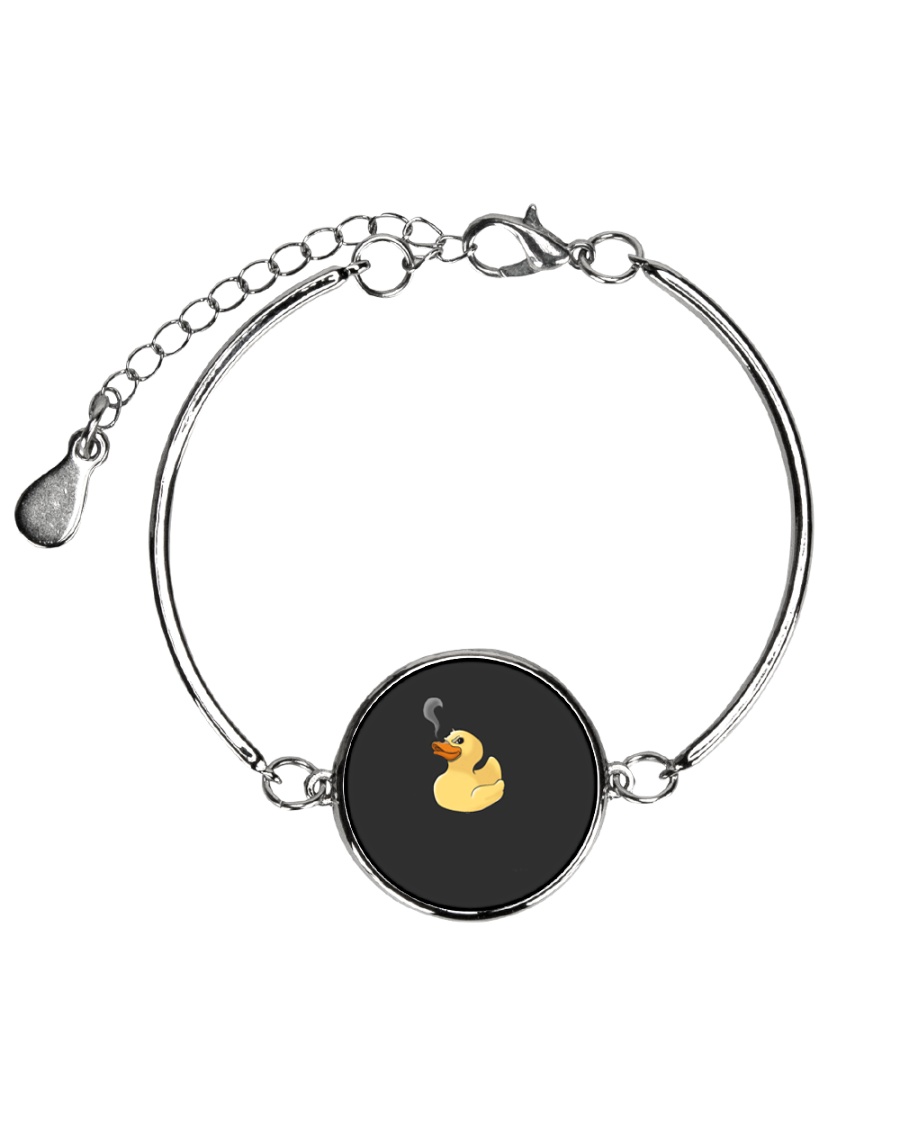 Fire Breathing Rubber Ducky Funny Smoking Duck Metallic Circle Bracelet