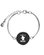 Here For The Boos Funny Ghost Halloween Costume Metallic Circle Bracelet thumbnail