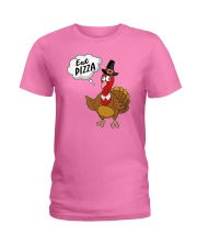 Eat Pizza Funny Turkey Thanksgiving Day Pilgrim Ladies T-Shirt thumbnail