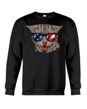 Cat With USA Flag Sunglasses Patriotic American Crewneck Sweatshirt thumbnail