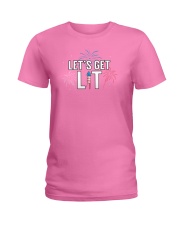 Let is Get Lit Patriotic July 4th Fireworks Celebr Ladies T-Shirt thumbnail