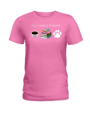 I Am A Simple Woman Coffee Books Dog Lover Girl Ladies T-Shirt thumbnail