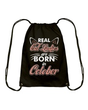 Real Cat Ladies Are Born In October Drawstring Bag thumbnail