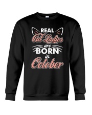 Real Cat Ladies Are Born In October Crewneck Sweatshirt thumbnail