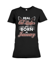 Real Cat Ladies Are Born In January Premium Fit Ladies Tee thumbnail