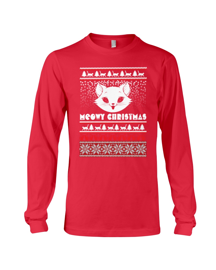 Meowy Christmas Tshirts Long Sleeve Tee