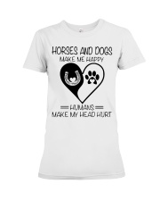 Horses And Dogs Make Me Happy Premium Fit Ladies Tee tile