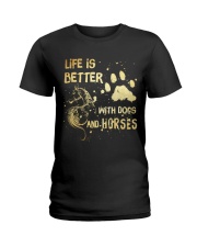Dogs And Horses Ladies T-Shirt tile