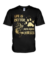Dogs And Horses V-Neck T-Shirt tile