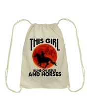 This Girl Runs On Jesus And Horses Drawstring Bag tile