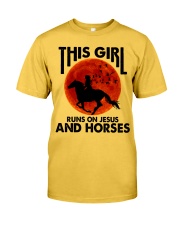 This Girl Runs On Jesus And Horses Classic T-Shirt front
