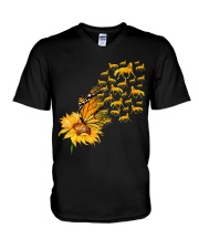 Sunflower And Horses V-Neck T-Shirt thumbnail